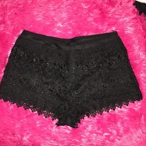 Black lace shorts